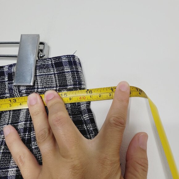 ⭐Tradition Navy Blue White Plaid High Waist Golf Shorts Oversized Preppy Pleated - Picture 10 of 13